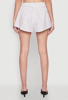 Womens Haute Monde Pinstripe Paper Bag Waist Shorts, White, Size S
