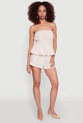 Womens Haute Monde Pinstripe Paper Bag Waist Shorts,