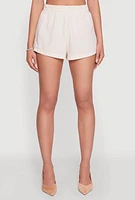 Womens Haute Monde Pinstripe Paper Bag Waist Shorts, Khaki, Size M