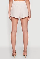 Womens Haute Monde Pinstripe Paper Bag Waist Shorts, Khaki, Size M