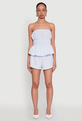 Womens Haute Monde Pinstripe Paper Bag Waist Shorts,