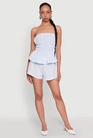 Womens Haute Monde Pinstripe Paper Bag Waist Shorts,