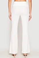 Womens Haute Monde Ribbed Fold Over Waist Pants, White, Size M