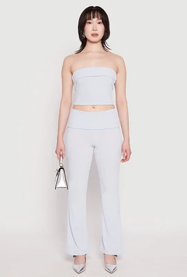 Womens Haute Monde Ribbed Fold Over Waist Pants,