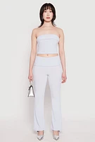 Womens Haute Monde Ribbed Fold Over Waist Pants,