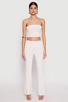Womens Haute Monde Ribbed Fold Over Waist Pants,