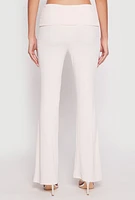 Womens Haute Monde Ribbed Fold Over Waist Pants,