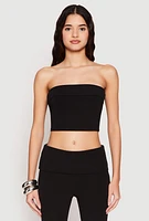 Womens Haute Monde Fold Over Tube Top, Black, Size L