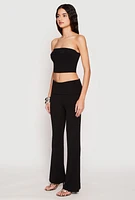 Womens Haute Monde Fold Over Tube Top, Black, Size L