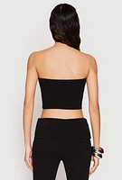 Womens Haute Monde Fold Over Tube Top, Black, Size L