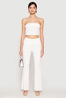 Womens Haute Monde Fold Over Tube Top, White, Size L
