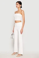 Womens Haute Monde Fold Over Tube Top, White, Size L