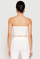 Womens Haute Monde Fold Over Tube Top, White, Size L