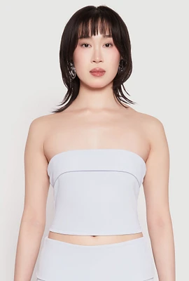 Womens Haute Monde Fold Over Tube Top, Blue, Size S