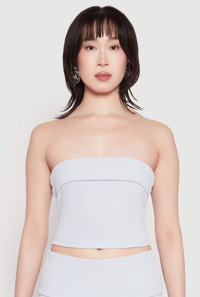 Womens Haute Monde Fold Over Tube Top, Blue,