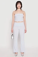 Womens Haute Monde Fold Over Tube Top, Blue,