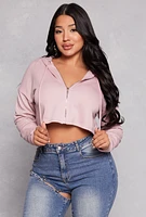 Womens Iris Terry Cropped Hoodie, Pink, Size M