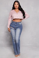 Womens Iris Terry Cropped Hoodie, Pink, Size L