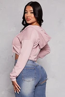 Womens Iris Terry Cropped Hoodie, Pink, Size L