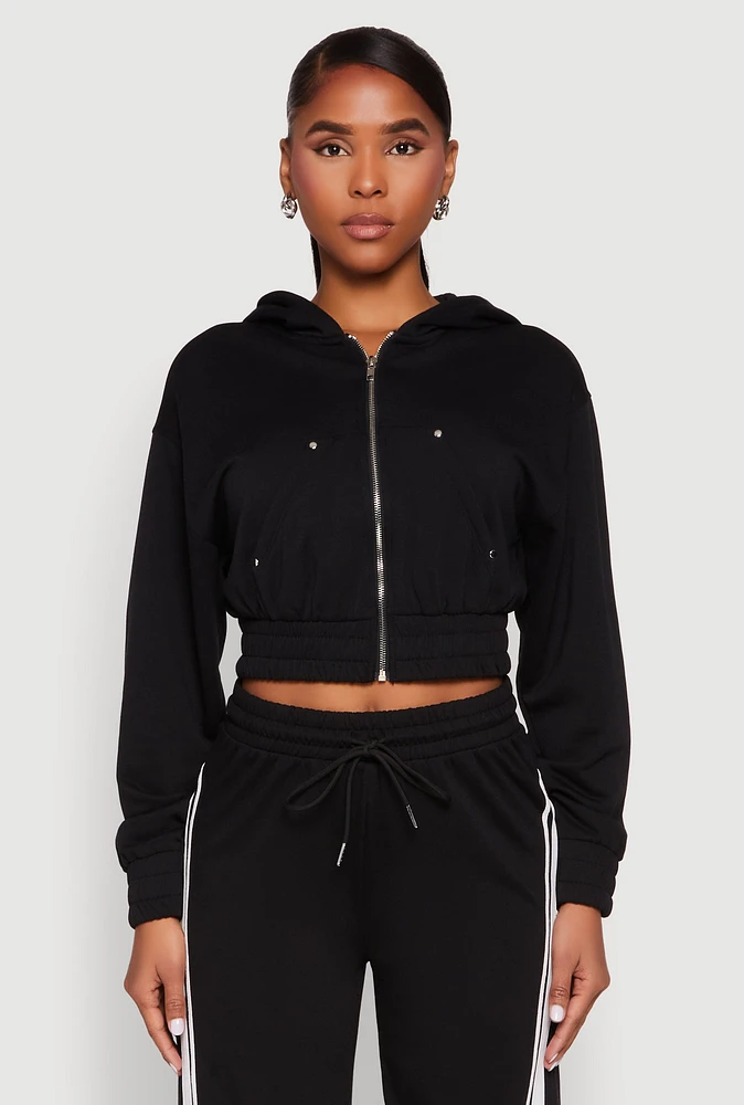 Womens Iris Zip Front Hoodie, Black, Size S
