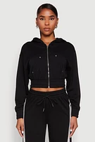 Womens Iris Zip Front Hoodie, Black, Size S