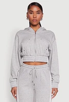 Womens Iris Zip Front Hoodie, Grey, Size M