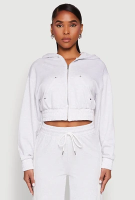 Womens Iris Zip Front Hoodie, Grey, Size S