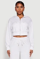 Womens Iris Zip Front Hoodie, Grey, Size S