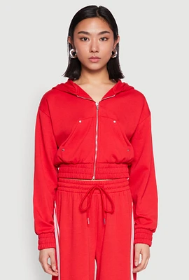 Womens Iris Zip Front Hoodie, Red, Size L