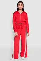 Womens Iris Zip Front Hoodie, Red, Size L