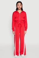 Womens Iris Zip Front Hoodie, Red, Size L