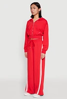 Womens Iris Zip Front Hoodie, Red, Size L