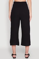 Womens Iris Gauze Knit Paper Bag Waist Culottes, Black, Size L