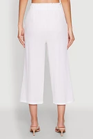 Womens Iris Gauze Knit Paper Bag Waist Culottes, White, Size M