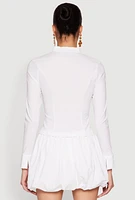 Womens Iris Double Zip Front Blouse, White, Size L