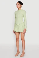 Womens Iris Double Zip Front Blouse, Green, Size M