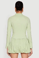 Womens Iris Double Zip Front Blouse, Green, Size M