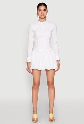 Womens Iris Bubble Mini Skirt, White,