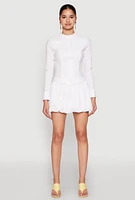 Womens Iris Bubble Mini Skirt, White,