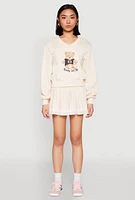 Womens V Neck Printed Pattern Sweatshirt, Beige, Size XL