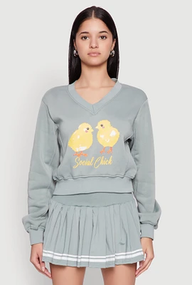 Womens V Neck Printed Pattern Sweatshirt,