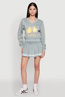 Womens V Neck Printed Pattern Sweatshirt,