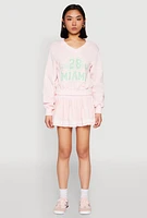 Womens V Neck Printed Pattern Sweatshirt, Pink,