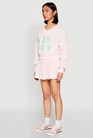 Womens V Neck Printed Pattern Sweatshirt, Pink,