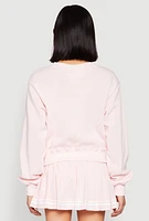 Womens V Neck Printed Pattern Sweatshirt, Pink,