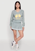 Womens High Waisted Varsity Stripe Skort, M