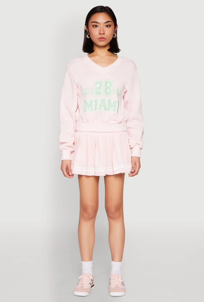 Womens High Waisted Varsity Stripe Skort, Pink, Size L