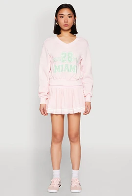 Womens High Waisted Varsity Stripe Skort, Pink, Size L