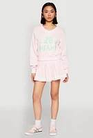 Womens High Waisted Varsity Stripe Skort, Pink, Size L
