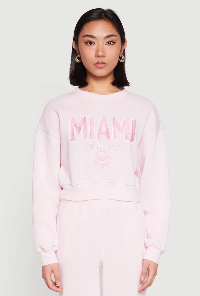 Womens Destination Graphic Sweatshirt, Pink,